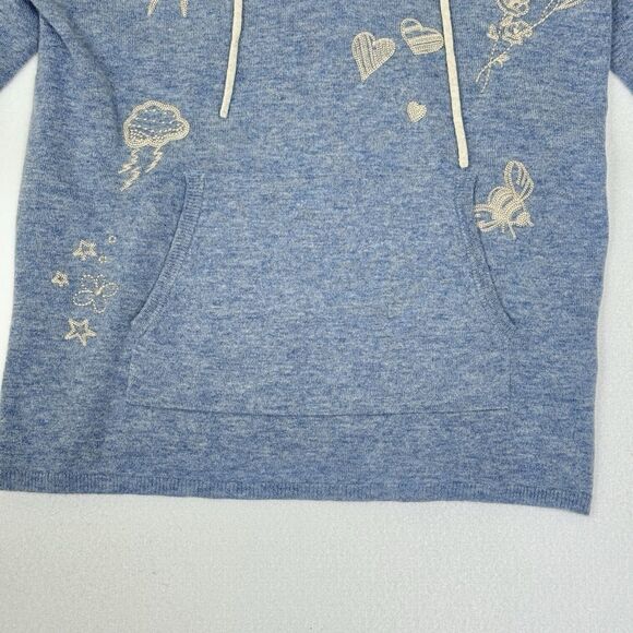 Johnny Was Sovanna Baja 100% Cashmere Embroidered Hoodie Blue Large Boho - Picture 5 of 16